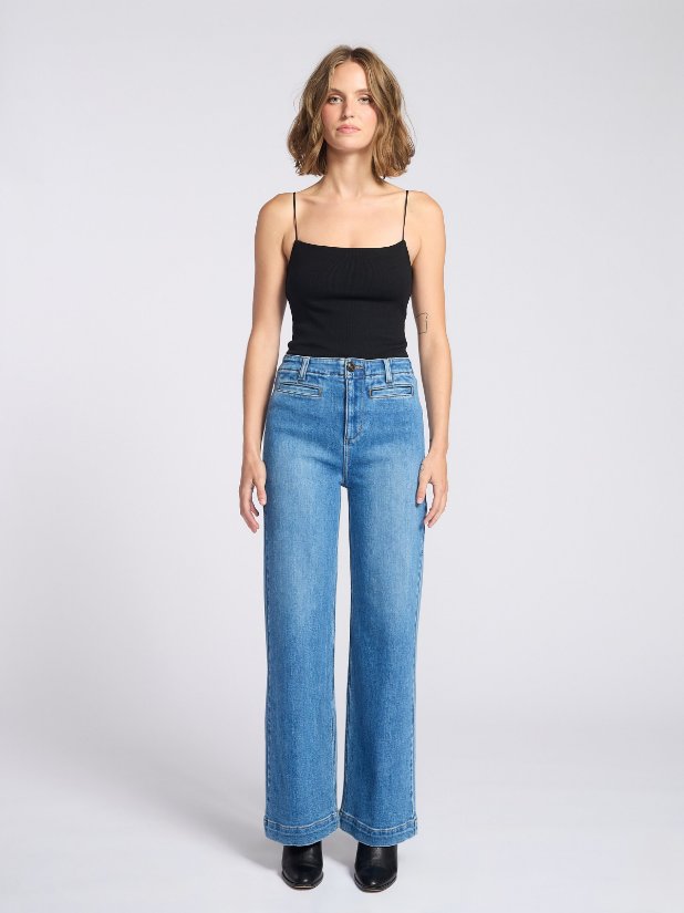 Picture of Lucia Wide Leg Jeans With Front Welt Pocket
