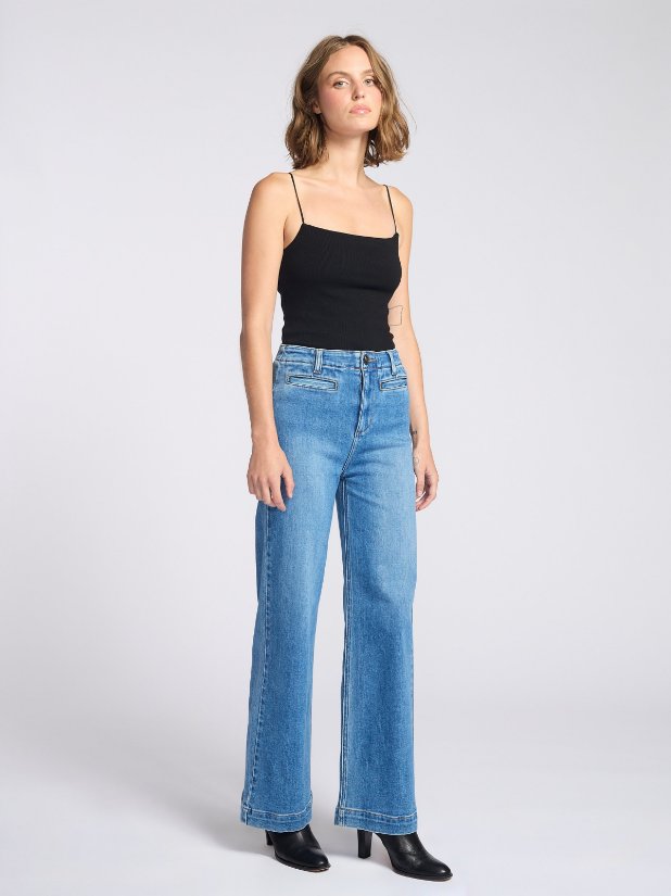 Picture of Lucia Wide Leg Jeans With Front Welt Pocket